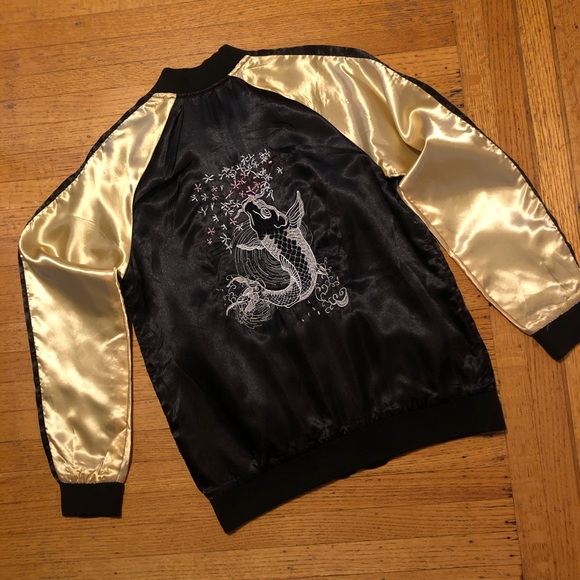 SATIN EMBROIDERED BOMBER JACKET NEW - Picture 4 of 7